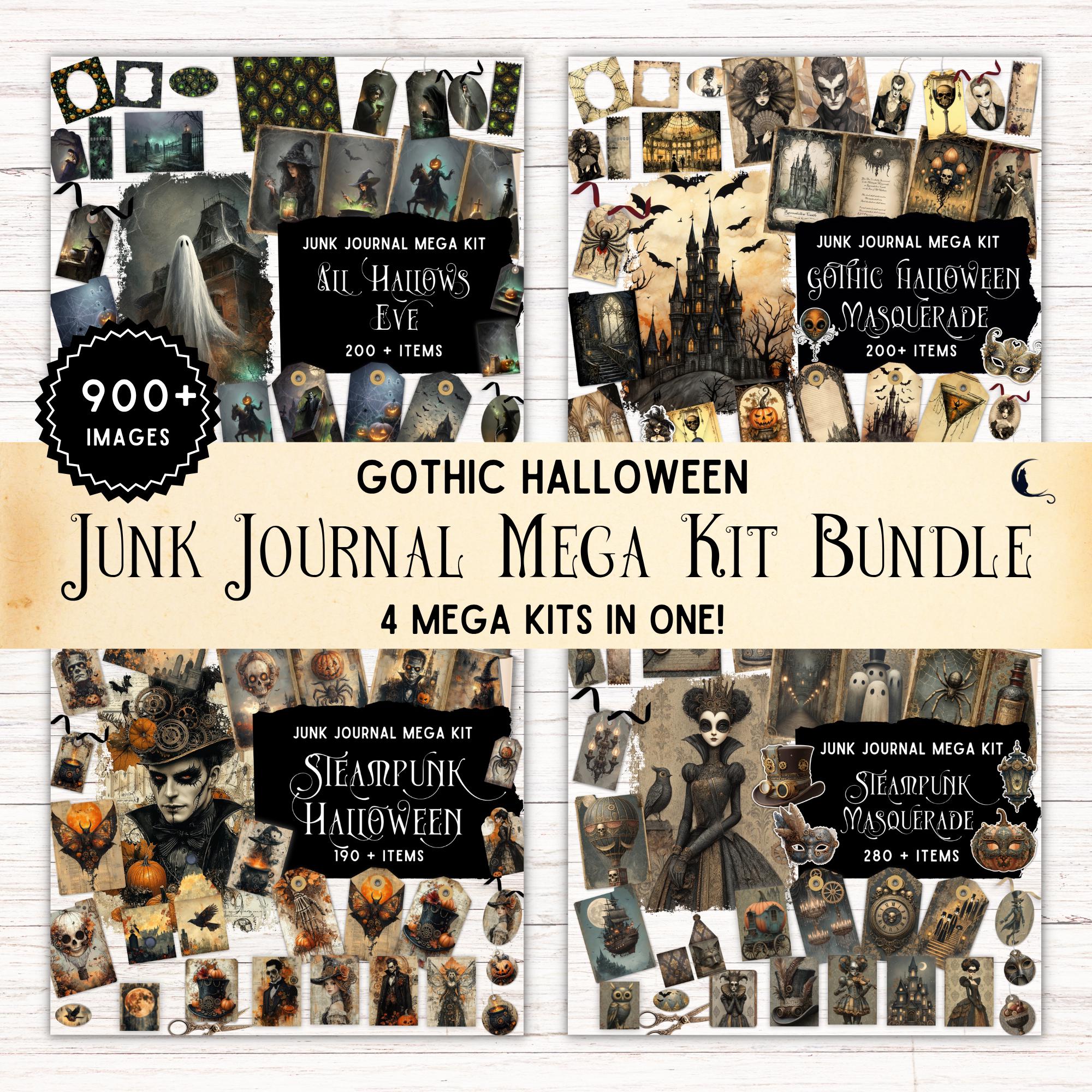 Gothic Halloween Junk Journal Kit Bundle, Steampunk Masquerade Ephemera ...