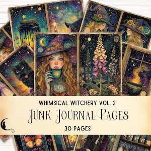 Whimsical Witchery Junk Journal Kit, Printable Herbal Witch Ephemera, Apothecary Witchcraft Scrapbook, Mystical Forest,  Book of Shadows