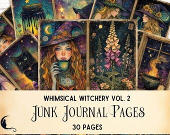 Whimsical Witchery Junk Journal Kit, Printable Herbal Witch Ephemera, Apothecary Witchcraft Scrapbook