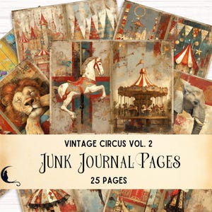 Circus Junk Journal Kit, Vintage Circus Ephemera, Printable Digital Paper, Junk Journal Pages, Unique Scrapbook Supplies, Collage Sheet