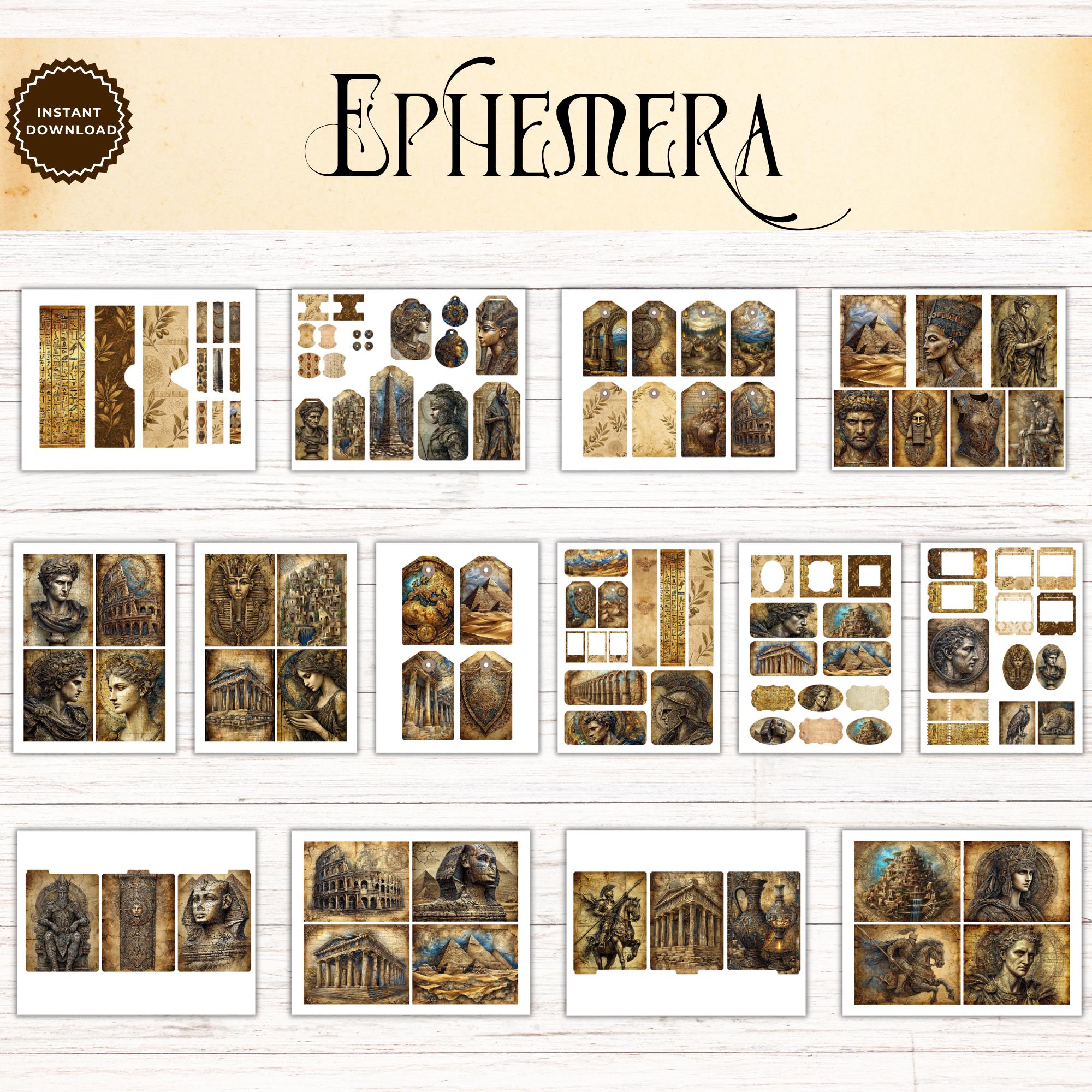 Ancient Worlds Junk Journal Kit, Printable Folio Pocket, Historical ...