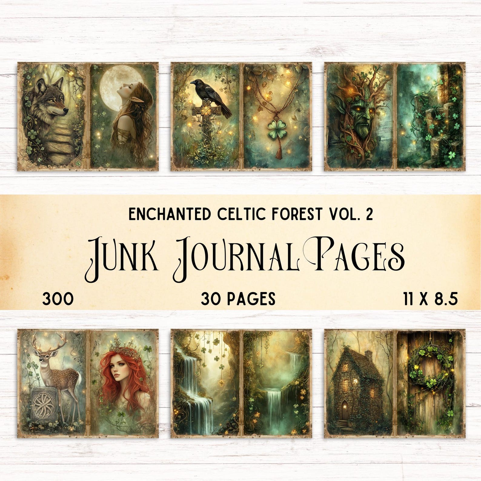 Enchanted Celtic Forest Junk Journal Kit, Printable Elven Fantasy ...