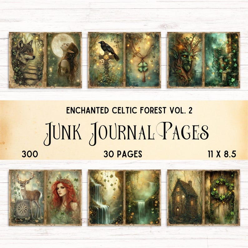 Enchanted Celtic Forest Junk Journal Kit, Printable Elven Fantasy ...