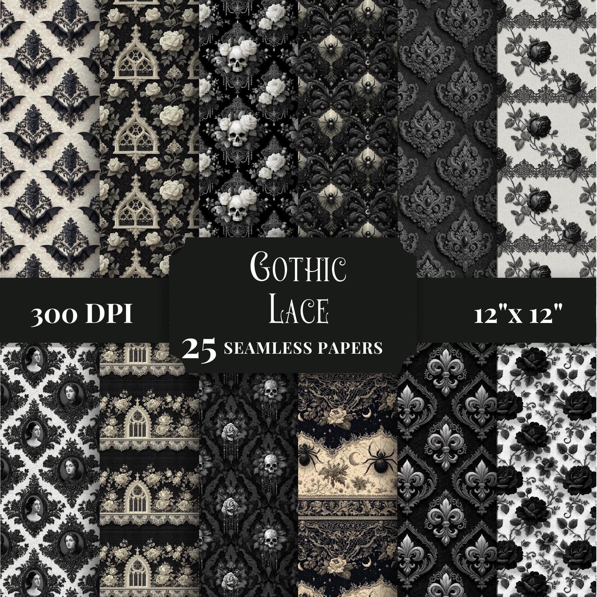 Seamless Gothic Lace Digital Paper, Dark Academia Patterns for ...