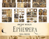 Ancient Worlds Junk Journal Ephemera Kit, Printable Historical Digital Scrapbook, Antique DIY Craft Supplies