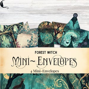 Mini sobres de Dark Forest Witch / Sobres imprimibles / Cartas de bolsillo / Adornos de papel / Sobres para diarios basura / Mini efímeras