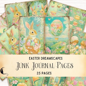 Easter Dreamscapes Junk Journal Kit, Pastel Easter Printable Digital Ephemera, Spring Scrapbook Pages, Whimsical Floral Designs, DIY Crafts
