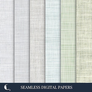 May include: A collection of seamless digital papers in various neutral tones. The papers feature a textured, woven appearance, with colors ranging from white and gray to pale blue and green. The image includes the text "SEAMLESS DIGITAL PAPERS".