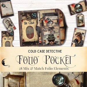 Kit folio pliant pour journal indésirable Cold Case, dossier mystère, kit de scrapbooking, kit folio pliant pour journal indésirable, téléchargement numérique, étiquettes éphémères