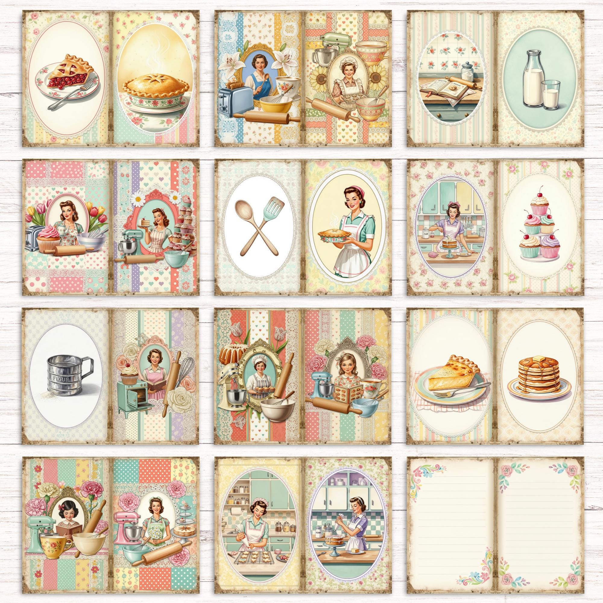 Retro 50s Baking Junk Journal Kit, Printable Folio Pocket, 1950s ...