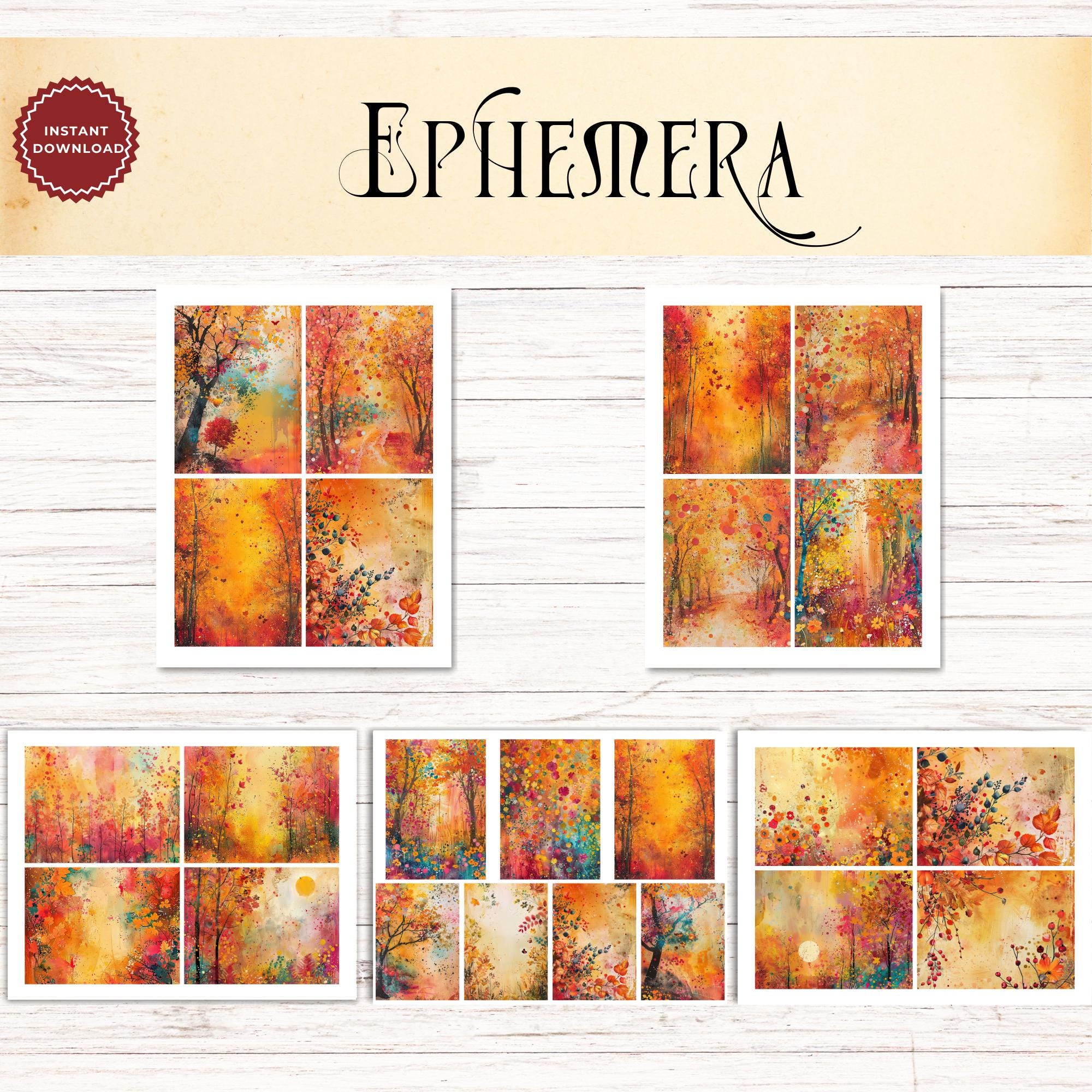 Colorful Autumn Junk Journal Ephemera Kit, Printable Fall Scrapbook ...