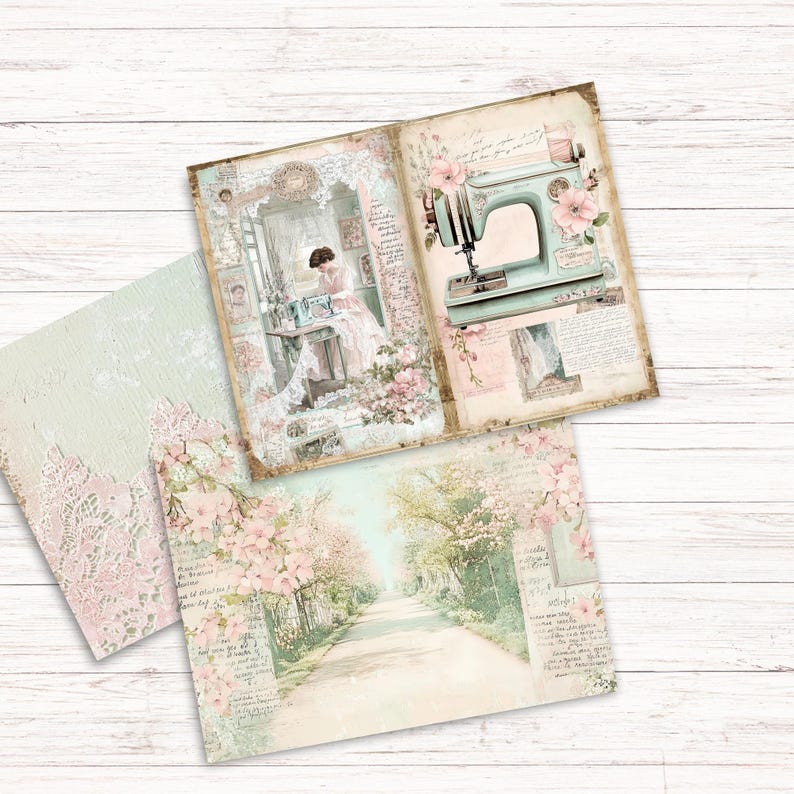 Spring Reverie Junk Journal Kit, Printable Folio Pocket, Shabby Chic ...