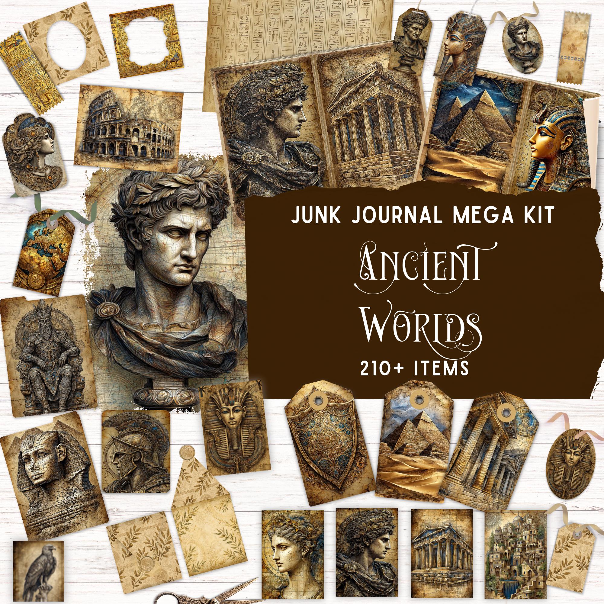 Ancient Worlds Junk Journal Kit, Printable Folio Pocket, Historical ...