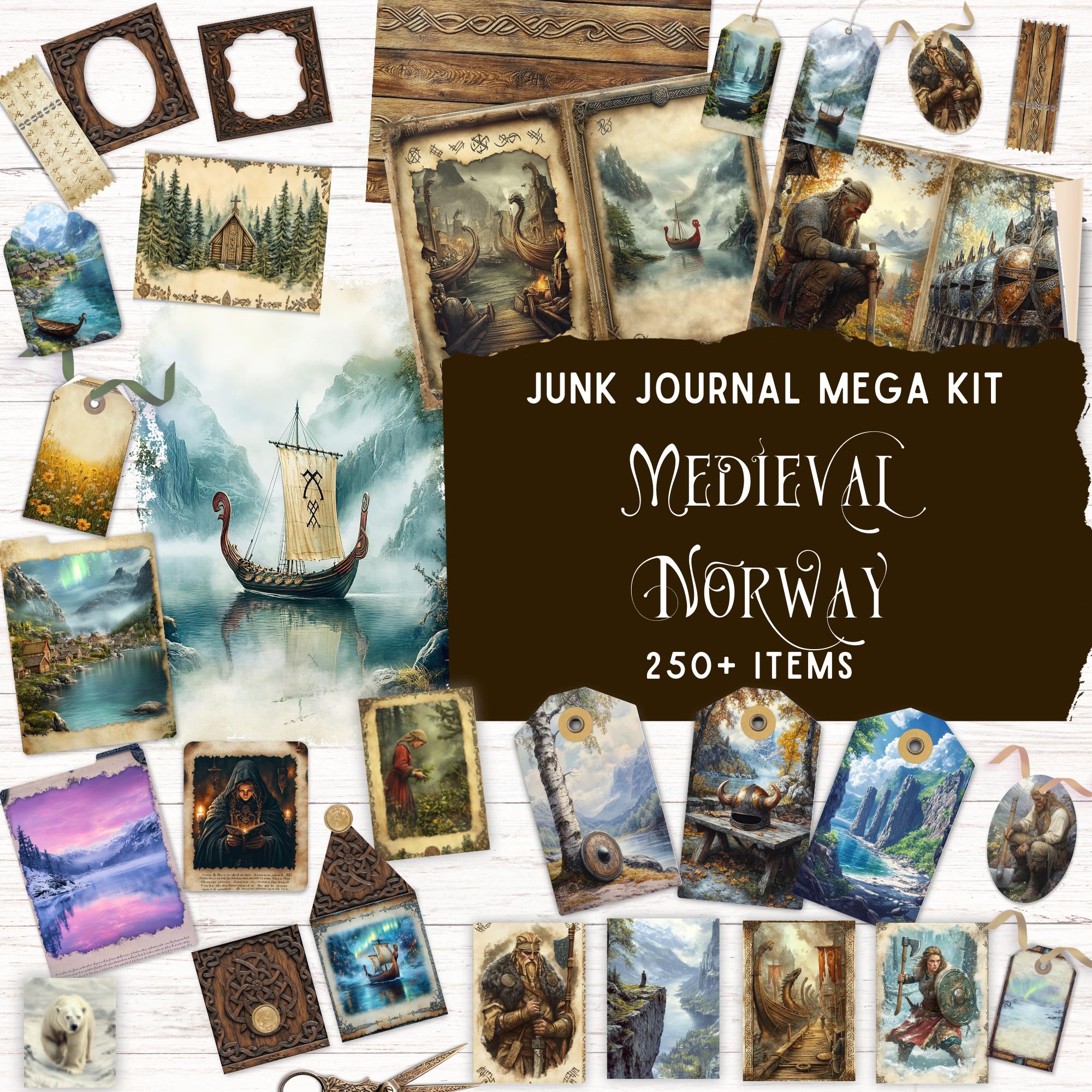 Medieval Norway Junk Journal Kit, Printable Folio Pocket, Viking ...