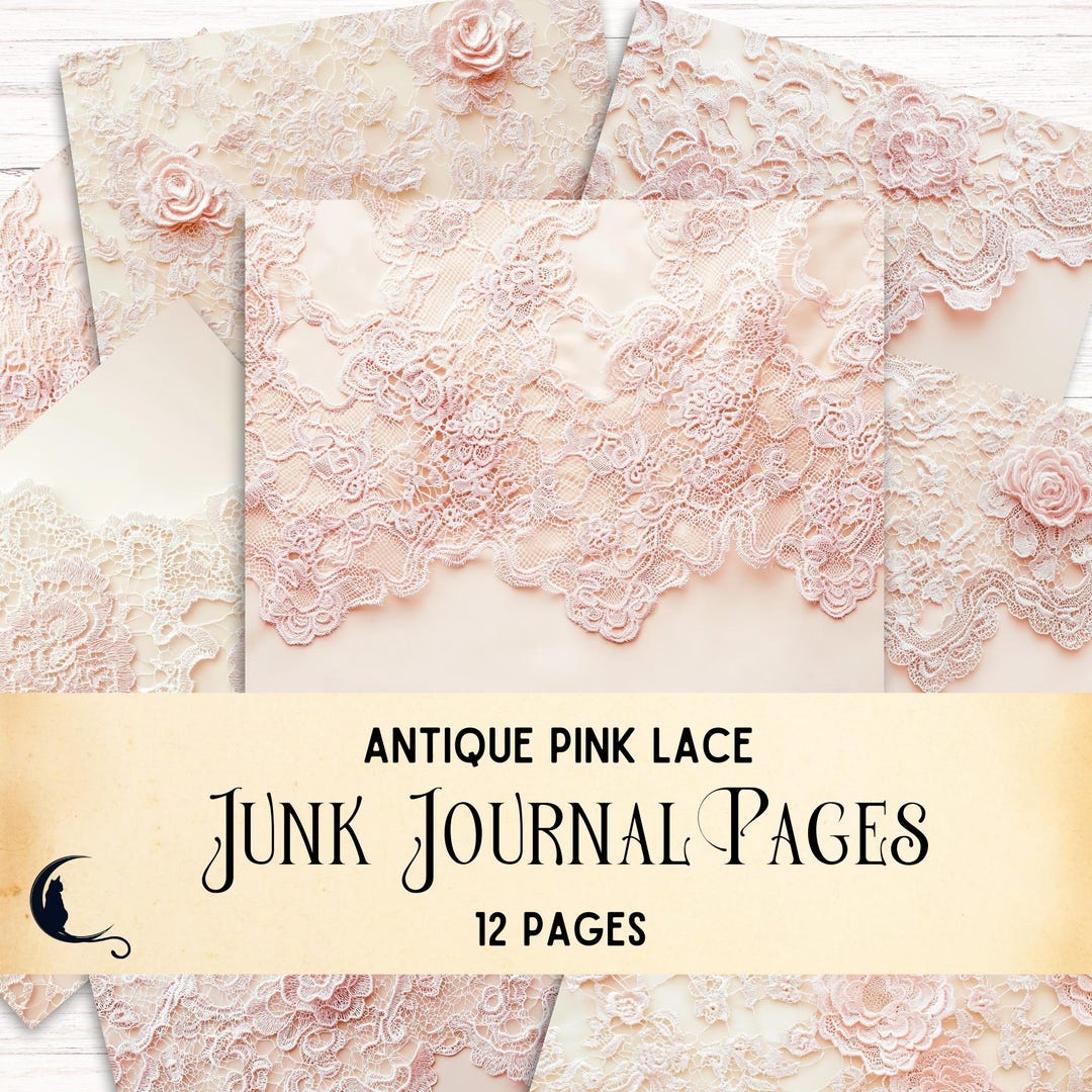 Antique Pink Lace Digital Paper Pack, Printable Scrapbook Backgrounds ...