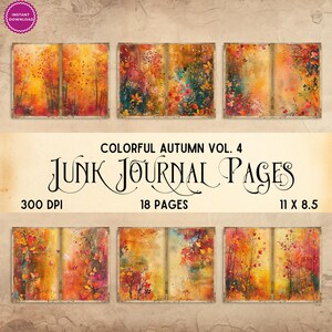 Colorful Autumn Collage Junk Journal Pages, Digital & Printable Fall ...