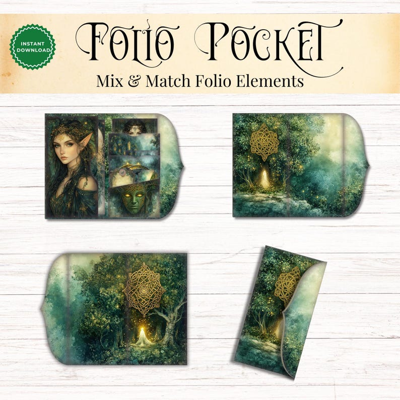 Celtic Myth & Magic Junk Journal Folio Kit Printable Pocket, Fantasy ...