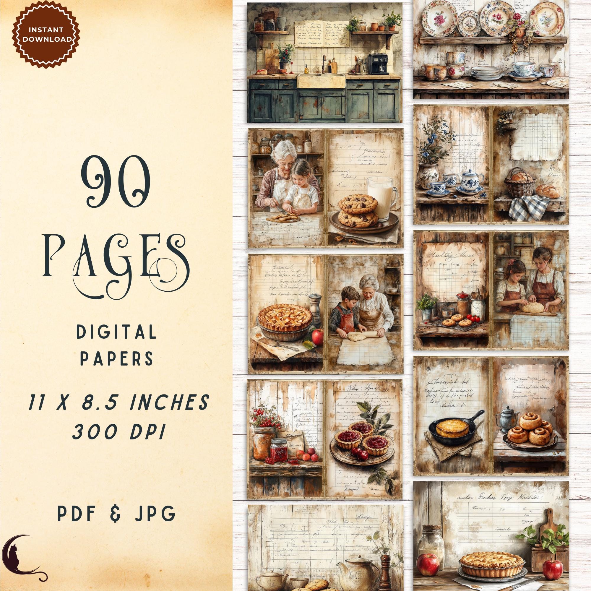 Grandmas Rustic Kitchen Junk Journal Kit, Printable Folio Pocket ...