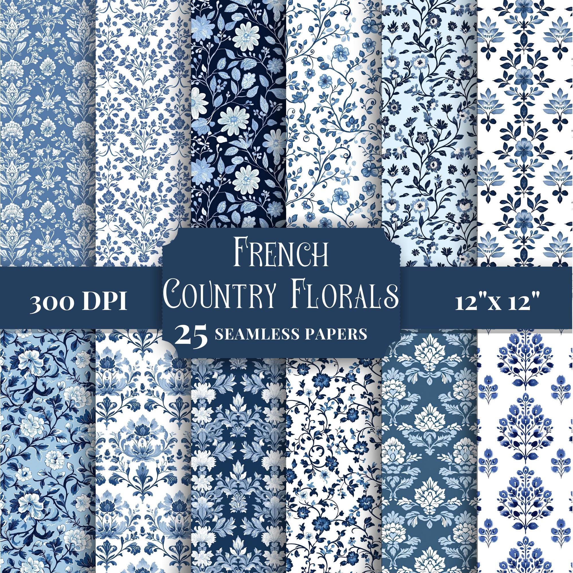 French Patterns French Country Floral Digital Paper, Seamless Patterns, Printable ...