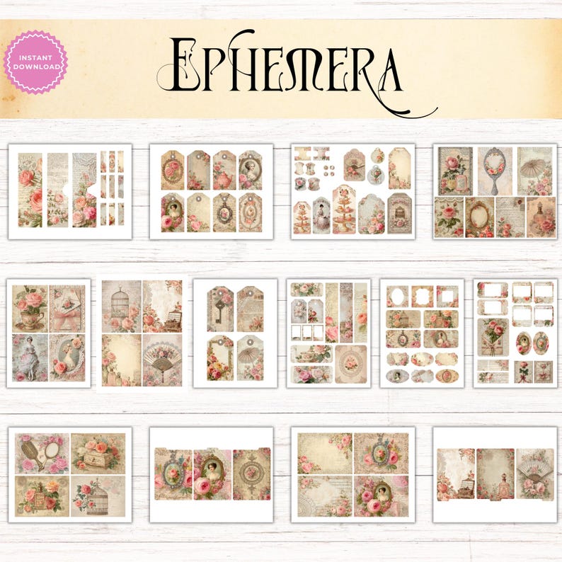 A Lady's Keepsakes Junk Journal Kit, Printable Folio Pocket, Vintage ...