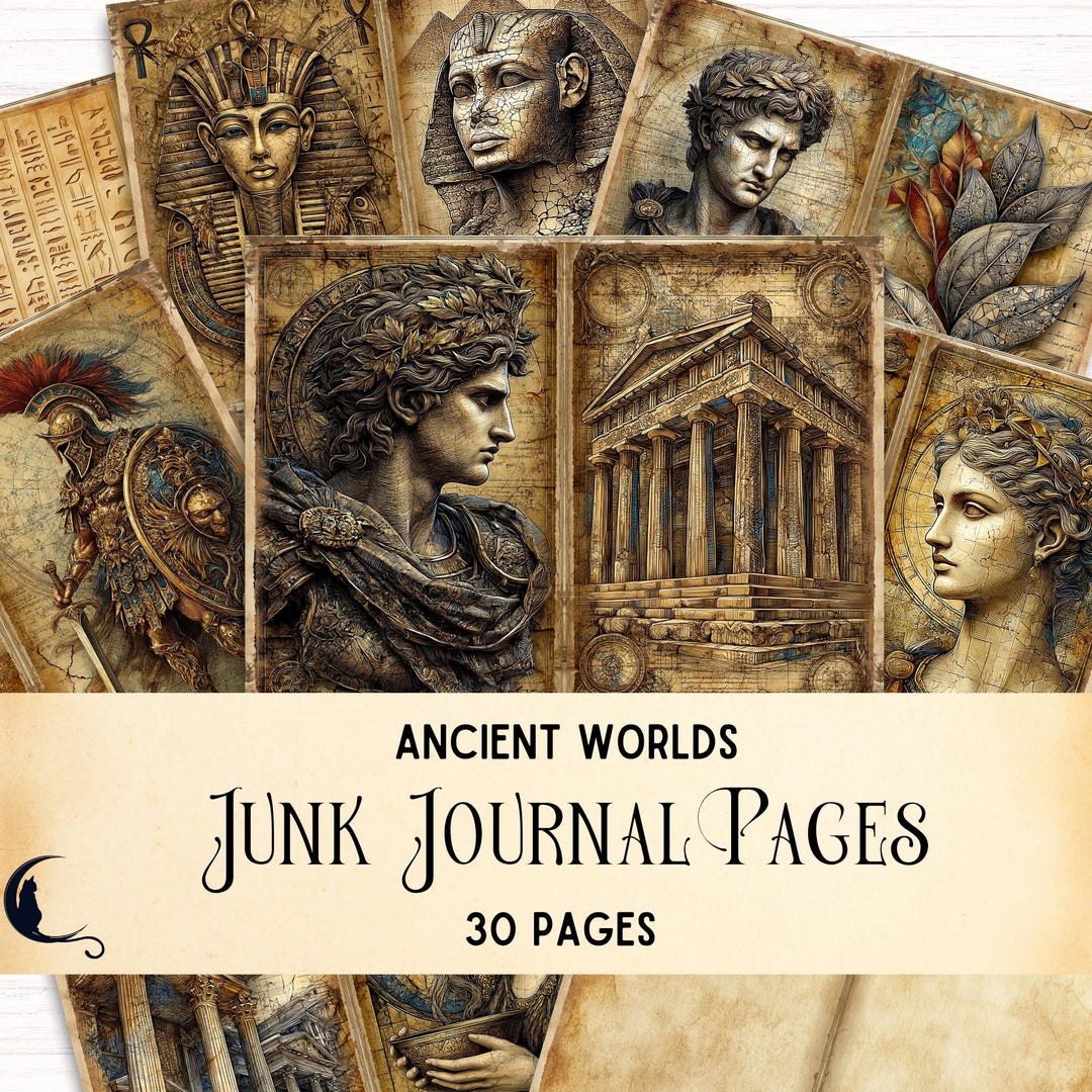 Ancient Worlds Junk Journal Kit, Historical Scrapbook Pages, Vintage ...