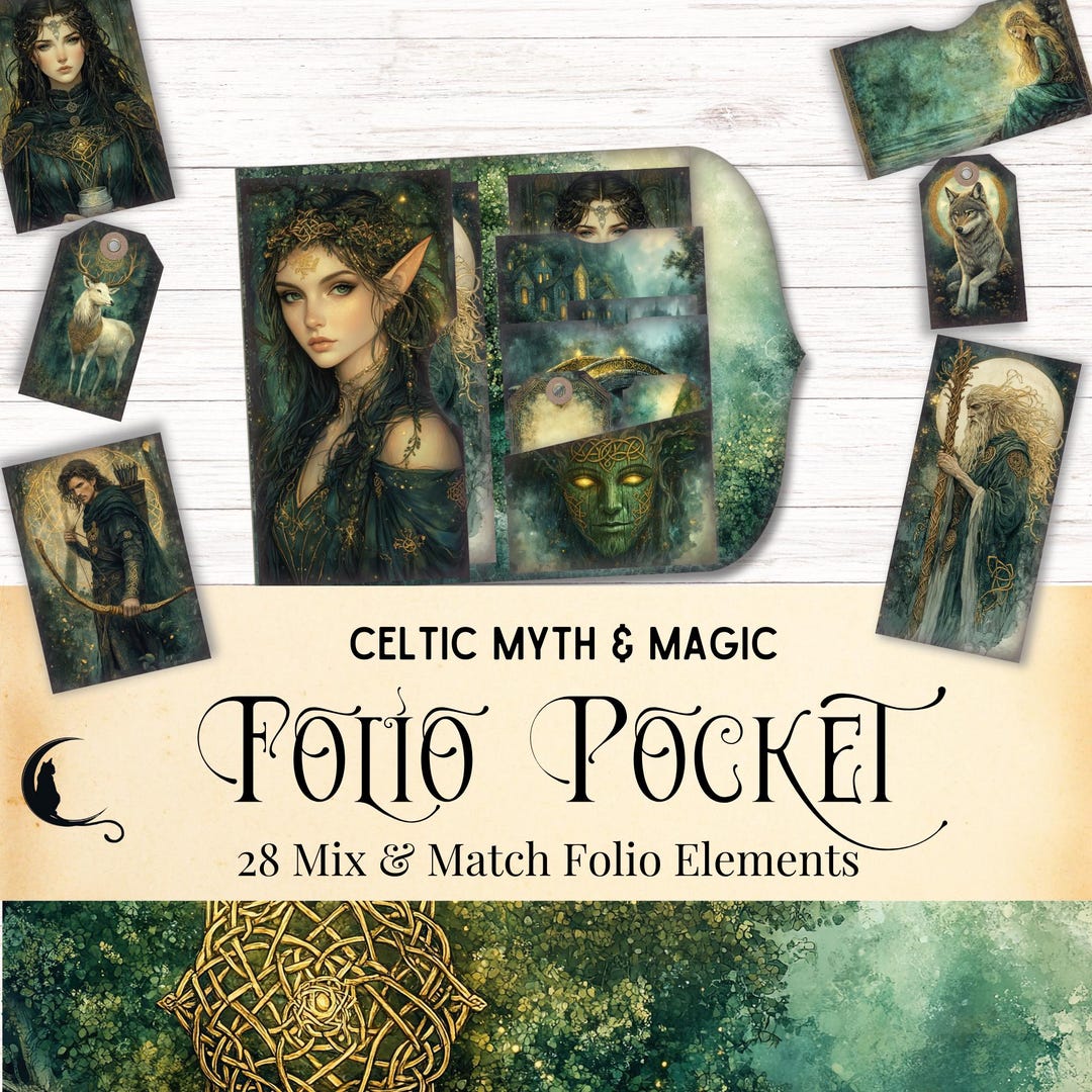Celtic Myth & Magic Junk Journal Folio Kit Printable Pocket, Fantasy ...