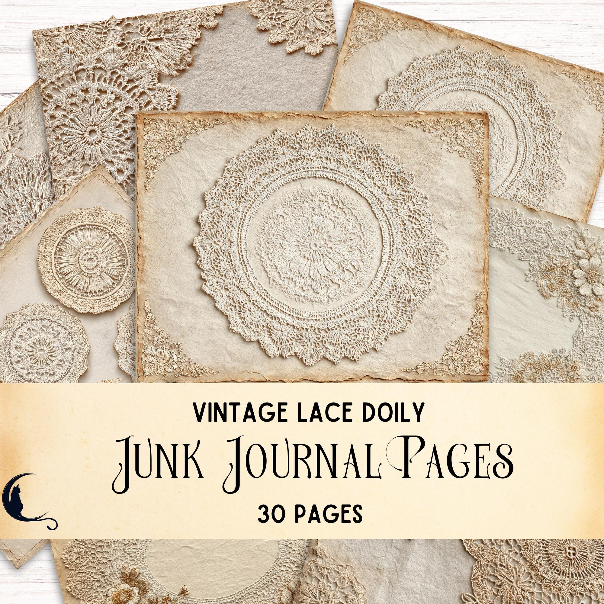 Vintage Lace Doily Digital Paper Pack, Printable Scrapbook Kit