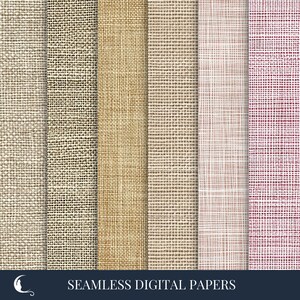 May include: A collection of six seamless digital paper textures in various neutral tones. The textures include woven and cross-hatched patterns in shades of beige, tan, and off-white, with a touch of pink and burgundy. The text "SEAMLESS DIGITAL PAPERS" is at the bottom.