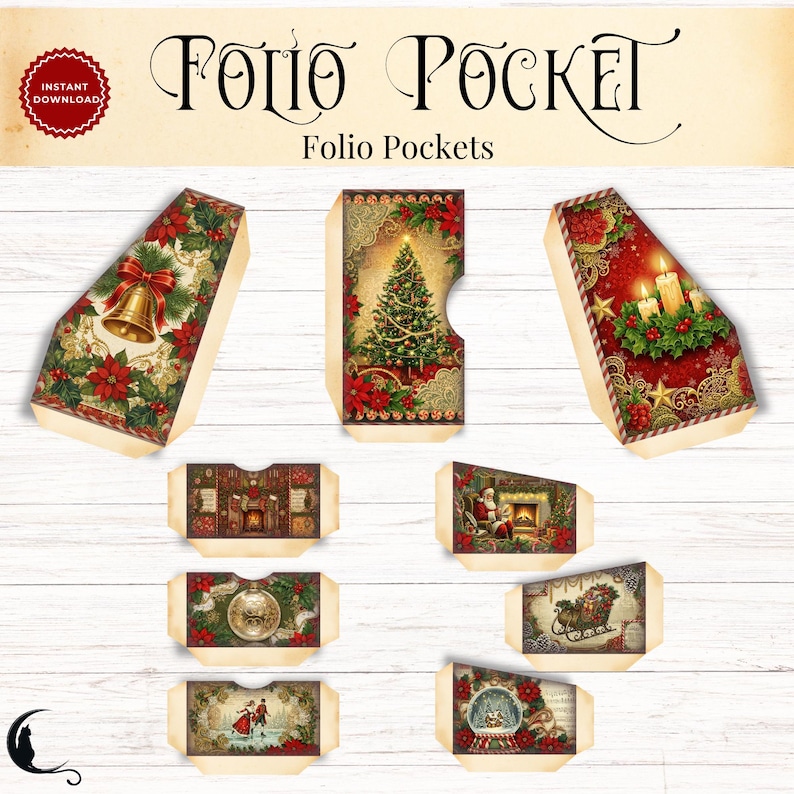 Nostalgic Christmas Collage Junk Journal Folio Kit, Printable Pocket ...