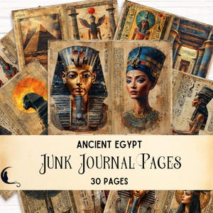 Ancient Egypt Junk Journal Pages, Printable Vintage Ephemera Kit, Unique Egyptian Scrapbook Supplies, Mythology Gods Papyrus Hieroglyphics
