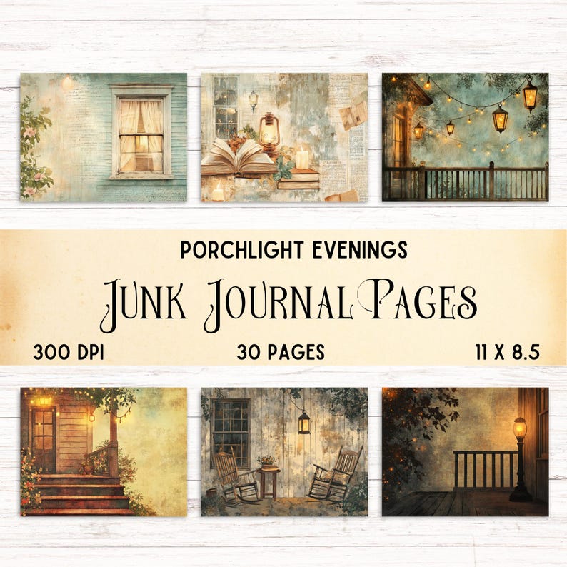 Porchlight Evenings Junk Journal Kit, Printable Summer Farmhouse Pages ...