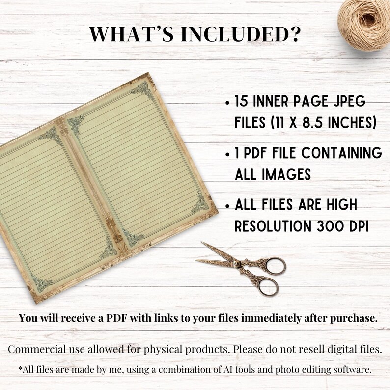 Sage Green Antique Corner Junk Journal Pages, Digital Vintage Lined and ...