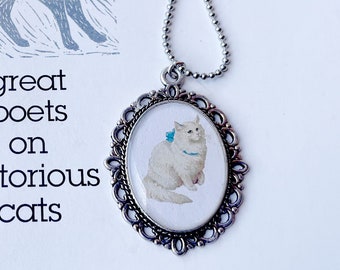 Silver Oval CAT PENDANT NECKLACE, Cat Lover Gift