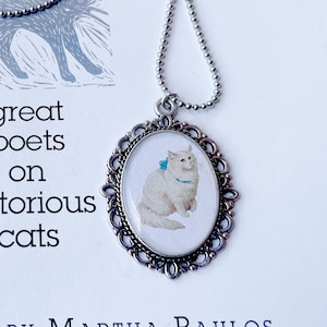 Silver Oval CAT PENDANT NECKLACE, Cat Lover Gift
