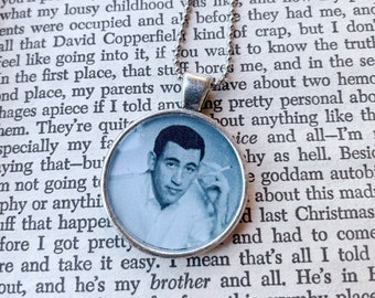 J.D. SALINGER Round Silver Pendant Necklace, Book Lover Gift