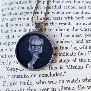 ARTHUR C. CLARKE Round Silver Pendant Necklace, Book Lover Gift