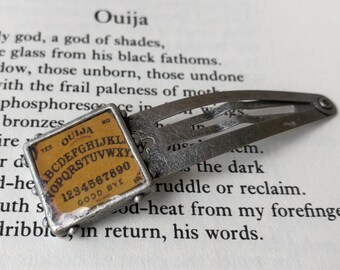 OUIJA BOARD Silver Square Pendant Snap-In Barrette