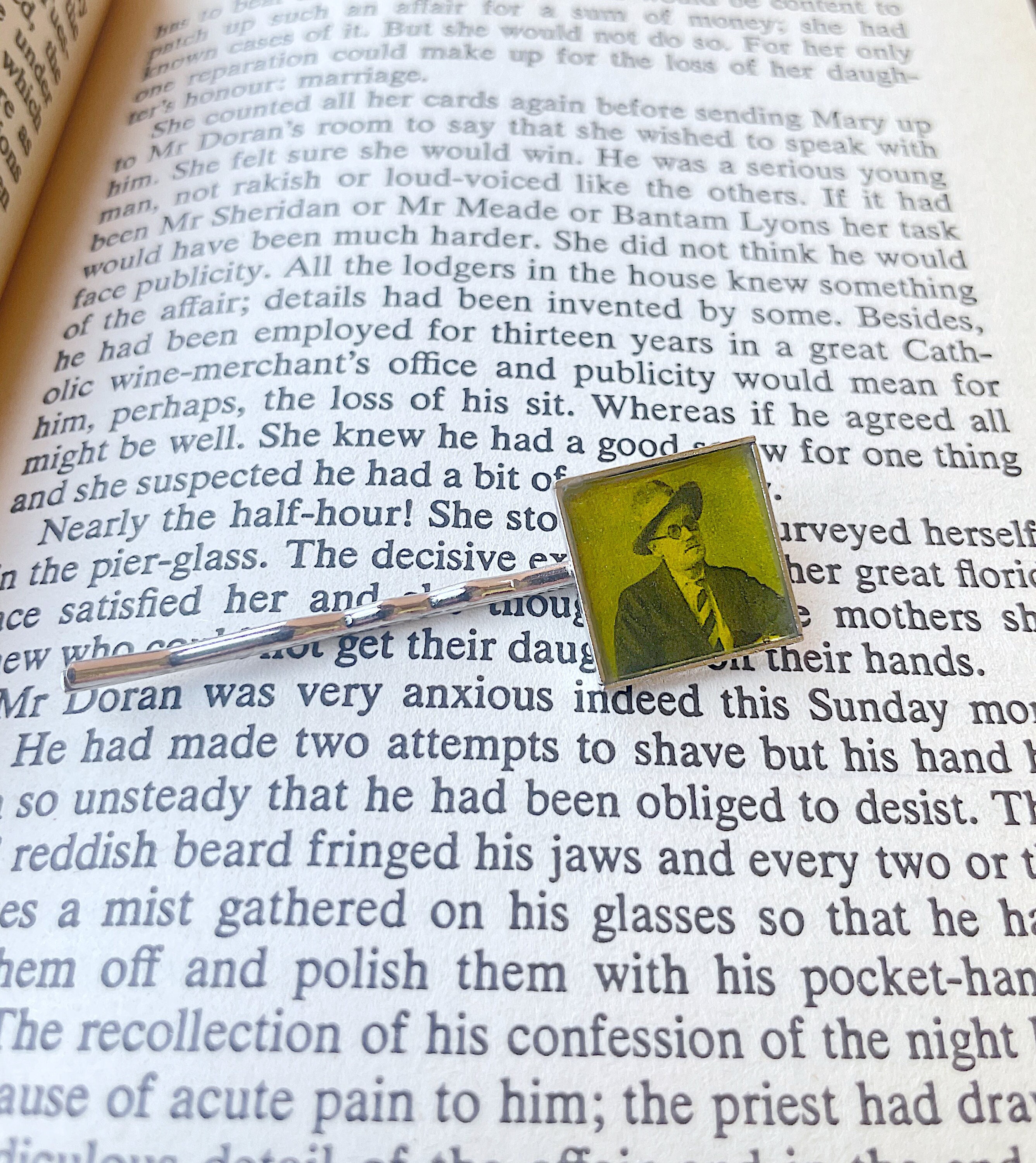 JAMES JOYCE Square Silver Hairpin, Book Lover Gift