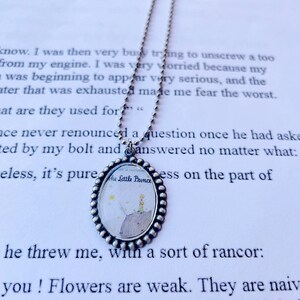 THE LITTLE PRINCE Small Silver Oval Necklace, Book Lover Gift