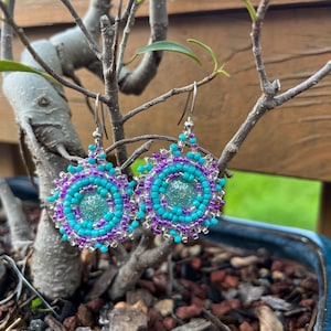 Purple and Blue beaded earrings
