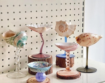 Customized Handmade Conch Shell Wine Glasses, Beach Wedding Wine Glasses, Seashell Glasses, Goblet Cocktail Glass Cup, Curly Shell Glasses