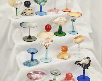 Customized Seashell Martini Glasses, Seashell Cup Bracket Goblet, Handmade Conch Cup, Curly Shell Glass, Wedding Anniversary Bridesmaid Gift