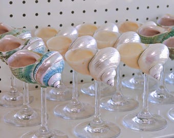 Customized Handmade Seashell Wine Glasses, Seashell Glasses, Goblet Cocktail Glass Cup, Collectible Wine Glasses, Beach Wedding Wine Glasses