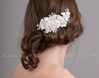 Bridal Lace Hair Comb, Wedding Lace Headpiece, Wedding Hair Accessory, White or Light Ivory - Bridget