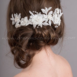 Wedding Lace Headpiece, Lace Hair Vine, Bridal Hair Accessory, White or Ivory Courtney image 4