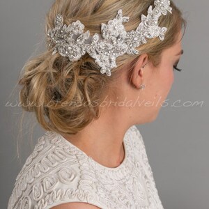 Wedding Hair Vine, Bridal Lace Headpiece, Lace Hair Vine, Rhinestone Hair Comb, Wedding Hair Accessory Lizette image 1