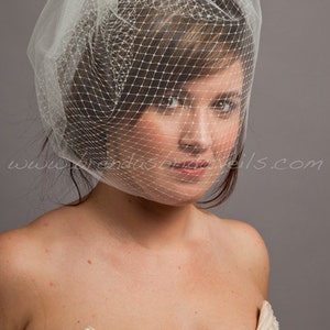 Double Layer Birdcage Bridal Veil, Wedding Veil, Illusion Tulle and Russian Netting Tabitha image 1