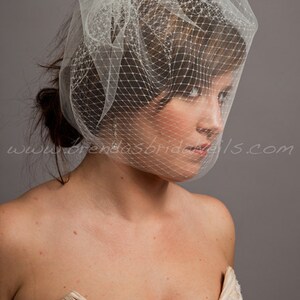 Double Layer Birdcage Bridal Veil, Wedding Veil, Illusion Tulle and Russian Netting Tabitha image 2