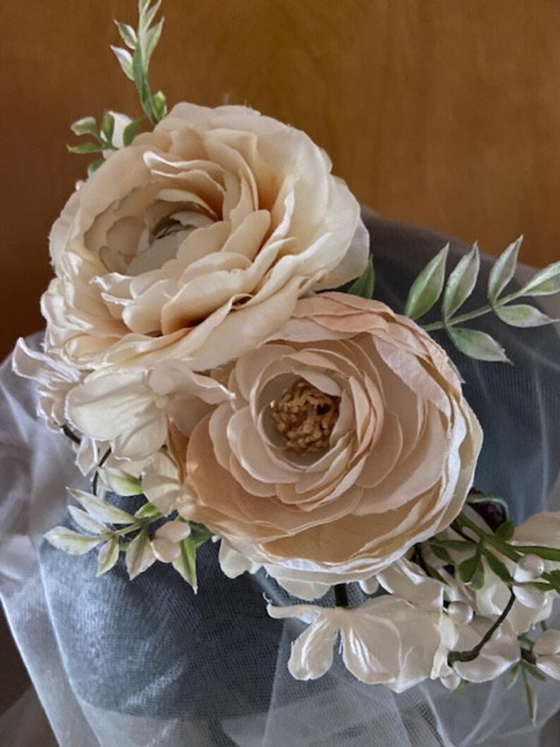 Bridal Flower Headpiece, Wedding Flower Crown, Champagne Flower Halo image 8