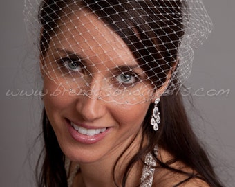 Swarovski Rhinestone Accent Bandeau Birdcage Veil, Wedding Veil, Bridal Veil